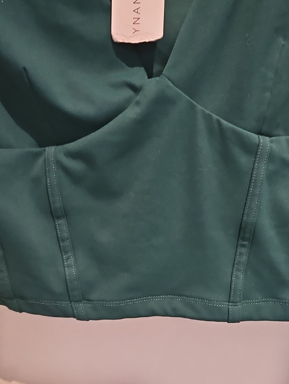 Dynamite Teal Green Long-Sleeve Wrap Crop Top - Picture 3 of 5